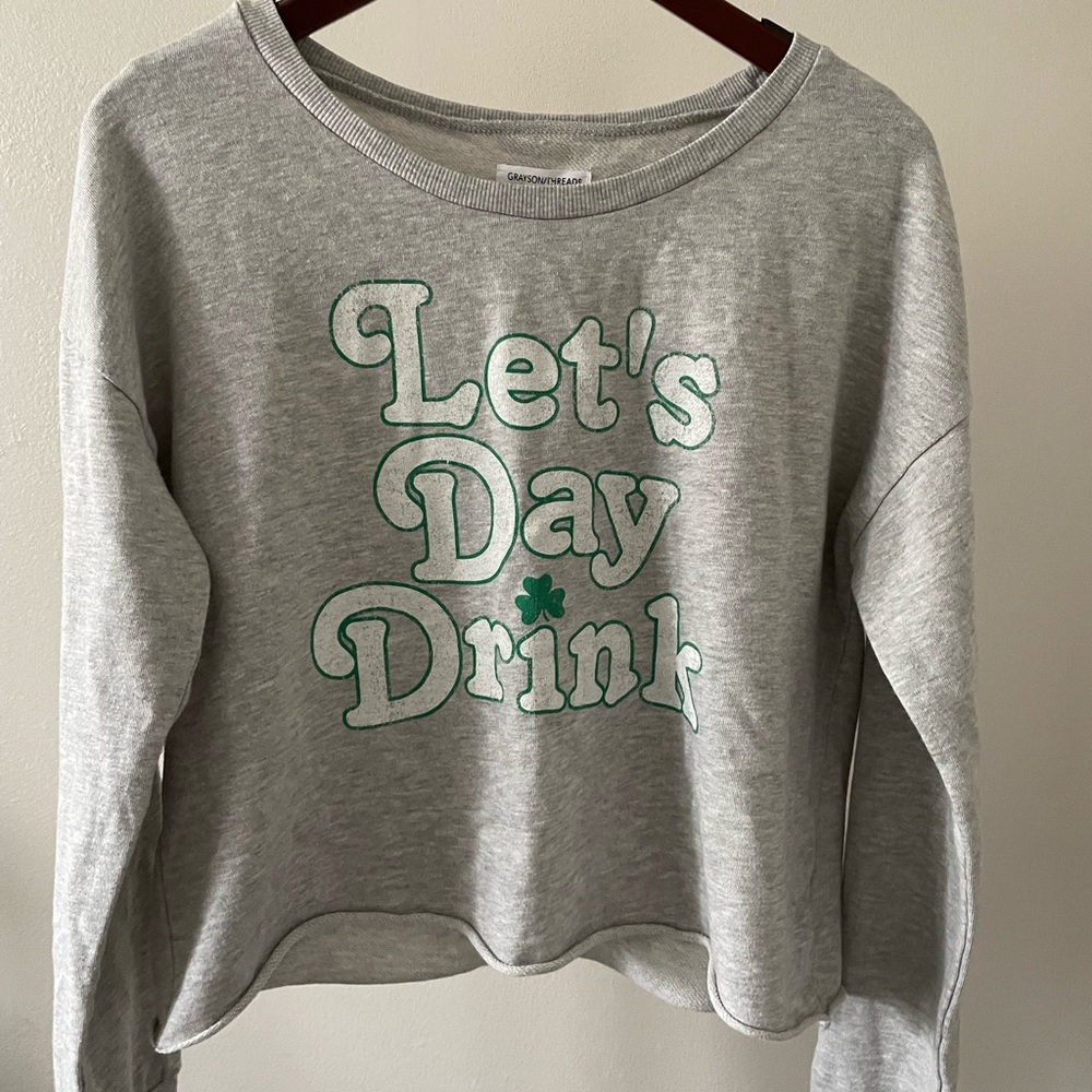 Grayson Threads Gray Sweatshirt with Green Print